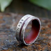 NEW 316L Stainless steel Odin Norse Viking Amulet Rune Men Ring Fashion Words Red veneer Rings Jewelry Gift 7