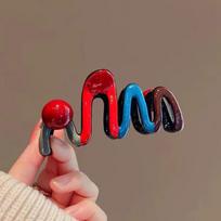 New High-End Contrasting Color Grab Clip Cartoon Cute Puppy Hairpin Large Back Head Disc Hair Shark Clip Female