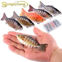Ešerių žvejybos masalas, 5 vnt., 7 segmentų, tikroviškas upėtakis Topwater Crankbait kabliukas 5 Pcs Lures With Box