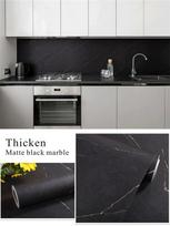60/80cm Width Matte Black Marble Wallpaper Contact Paper Oil-proof Wall Sticker PVC Self Adhesive Kitchen Countertop Home Design 20x100 cm