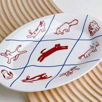 Cute Cat And Dog Ceramic Dessert Plate Cake Western Flat Plate Pasta Fruit Disc Dinner Set Plates And Dishes Premium