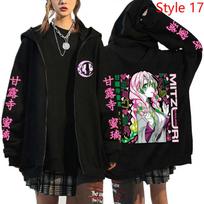 Anime Kanroji Mitsuri Printing Hoodies Cartoon Zip Hoodies Women Men Fashion Long Sleeve Zipper Pullover Sweatshirt S