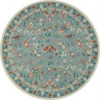 Round Insect Garden Carpet -Butterflies/Dragonflies/Beetles with Floral Border, Nature-Inspired Rug for Boho Living Room Decor 80cm