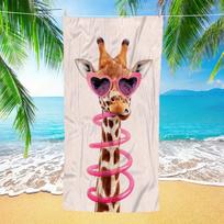 Žaismingas žirafų rašto paplūdimio rankšluostis, itin sugeriantis, greitai džiūstantis, nepaliekantis smėlio, skirtas stovyklavimui, lauko veiklai, paplūdimiui W30*H60(CM)
