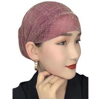 Muslim Solid Mesh Eco-Friendly Breathable Bonnet Womens African Pleated Bowknot Hijab Turban Hat Scarf Headwear Cap Four Seasons Free size juoda
