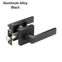 Heavy Duty Keyed Entry Handlesets Turn-Button Lock Matte Black Square Aluminum Us Design 3 Point Lock Handles for Interior Door (Black,Aluminum)