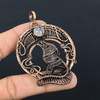 Juodas rutilas brangakmenis, apvyniotas gryno vario viela, rankų darbo pakabukas papuošalas jai 2.95 Inches juoda