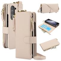 Sulankstoma kortelių dėklas su stovu odinis dėklas Samsung Galaxy Z Fold 3 4 5 6 5G ZFold6 su žiedu piniginė Fold5 madingas dangtelis For Samsung Z Fold 6