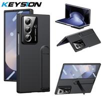 KEYSION Shockproof Case for Samsung Galaxy Z Fold 7 5G Hard PC Kickstand Phone Back Cover with Tempered Glass Screen Protector for Galaxy Z Fold 7 juoda