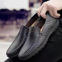 Fashion Shoes for Men Spring Leather Loafers New Slip on Business Casual Leather Shoes for Men Classic Soft Sole Shoes Breathable Flats 39 juoda