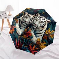 Two Tigers  pattern, automatic folding umbrella, portable and foldable design, 8 ribs, a Christmas or birthday gift. įvairiaspalvis