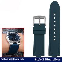 Rubber Watch Band for Tissot PRX Series Super Player T137.410 Strap Sports Waterproof Silicone Soft Bracelet Black Blue 24x12mm 24mm-12mm