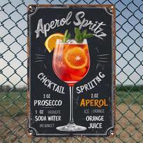 Vintažinis Aperol Spritz Roostertail Kokteilio Receptas Metalo Skardos Ženklas Rustic Sienos Menas Namų Barui Virtuvei Žaidimų Kambariui Kavinei Dec aluminum 20x30cm