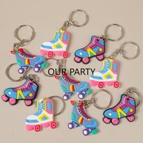 9Pcs Cartoon Roller Skating Keychain Ice Skate Backpack Pendant for 80s 90s Hip Hop Theme Birthday Party Favors Pinata Fillers