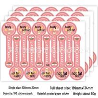 100 Long Strip Baking Stickers: Self-Adhesive Labels for Cookie and Cake Packaging white