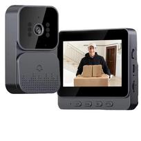 HD Home Smart Video Doorbell Phone Wireless WiFi Two-Way Intercom Video Doorbell Camera with Display Screen (Black,English&Wi-Fi&Two-Way Intercom) juoda