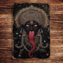 Kali Hindu Goddess Metal Tin Sign Wall Art Serpent Jewelry Home Decor Valentine Gift (Multicolor,TYA18723-20X30) įvairiaspalvis