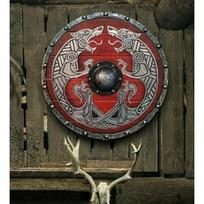 Viduramžių vikingų skydas 24  apvalus medinis skydas, aptrauktas sunkiu metalu, dovana