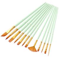 12pcs Paint Brushes Set Kit Multiple Mediums Brushes with Nylon Hair for Artist Acrylic Aquarelle žalia