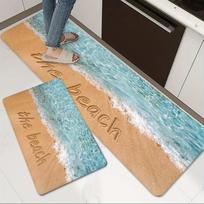 Prabangios vandenyno serijos paplūdimio raidės virtuvės kilimėlis minkštas sustiprintas virtuvės grindų kilimėlis vandeniui atsparus neslystantis aliejui atsparus grindų kilimėlis takelis kilimas 50*80cm gray
