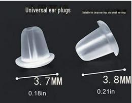 Skaidrūs silikoniniai hipoalerginiai ausų kištukai su odiniais kniedėmis ir apsaugančiais nuo iškritimo guminiais užsegimais 100 Pieces Package gray