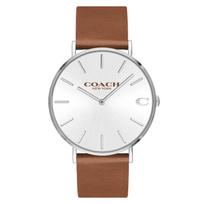 Coach Men's Watch, White Dial, Brown Leather Strap, Stainless Steel Case 14602152 ruda