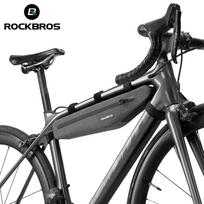 Long, rigid, waterproof bicycle bag, frame-mounted, 15L, gray