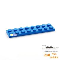 200PCS Bulk Building Blocks Thin Figures Bricks 2x8 Dots 13Color Educational Creative Size Compatible With 3034 Toy for Children
