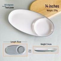 Food Grade Melamine Divided Oval Plate with Vinegar Dish