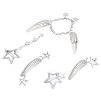10Pcs/5Pcs Star Shaped Hair Clips Pentagrams Barrettes Stylish Metal Chain Hairpin Accessories for Parties and Festivals