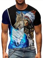 Men's Indian Tribal Wolf Short Sleeve Wolf T-Shirt S