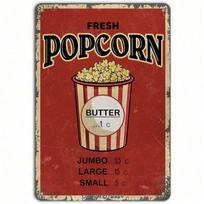 Tin Sign Retro Popcorn Wall Art 8x12 Inch Aluminum Metal Poster for Kitchen