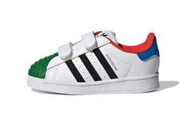 LEGO x Adidas Originals SUPERSTAR CF Comfortable Abrasion Resistant Low top Toddler Shoes White Green Blue H03970 23