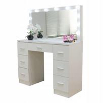 Tualetinis staliukas su veidrodžiu ir 12 LED lempučių TL08/BL808, baltas