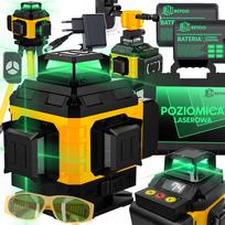 Kryžminis lazerio nivelyras 4D, 16 linijų, su 2 akumuliatoriais ir XL trikoju