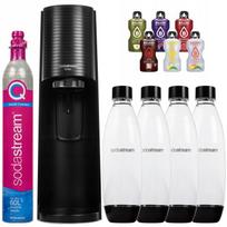 Vandens sodintuvas SodaStream juodas, su 4 buteliais ir 6 gėrimų kapsulėmis