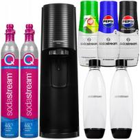 Gėrimų gazavimo aparatas SodaStream Terra juodas, su 2 buteliais, 2 angliarūgštės balionais ir 3 Pepsi bei 7Up sirupais