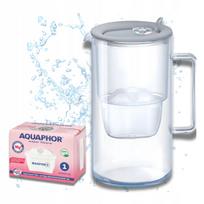 Stiklinis vandens filtras ąsotis Aquaphor Glass Grey su Maxfor Mg magniu filtru