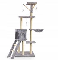Katės draskyklė su nameliu, 138 cm, 6 aukštų (F014)