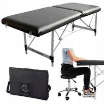Kosmetologinė sulankstoma masažo lova, juoda, lengva