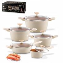 Puodų rinkinys indukcinei viryklei, su dangčiais, 10 dalių, Texture Creamy