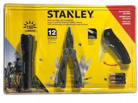 Daugiafunkcinis įrankis 12 viename su peiliu ir žibintuvėliu STANLEY dovanų rinkinys