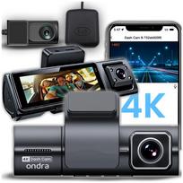 Automobilinė vaizdo registratorius 4K UHD su 3 kameromis, GPS, Wi-Fi ir galinio vaizdo kamera