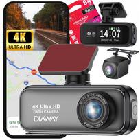 Automobilio vaizdo registratorius su GPS, 4K, WiFi, galine HDR kamera