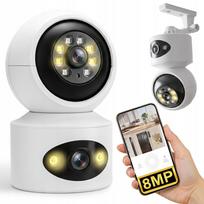 Vidaus WiFi kamera su dviem objektyvais, 8MP, išmani aptikimo funkcija