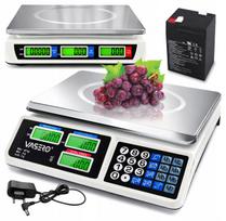 Elektroninės prekybinės svarstyklės su LCD ekranu, 40 kg, įkraunamos