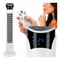 Grindinis kolonos ventiliatorius, tylus, 83 cm, su nuotolinio valdymo pultu ir LED, baltas