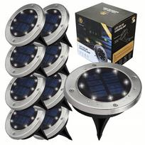 Saulės sodo žibintai su LED, diskiniai, su sutemų jutikliu, 8 vnt.