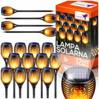 Saulės LED lauko šviestuvų rinkinys, 12 vnt., fakelo formos