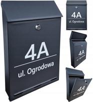 Laiškų dėžutė A4 su užrašu, antracito ir juoda, UV spauda